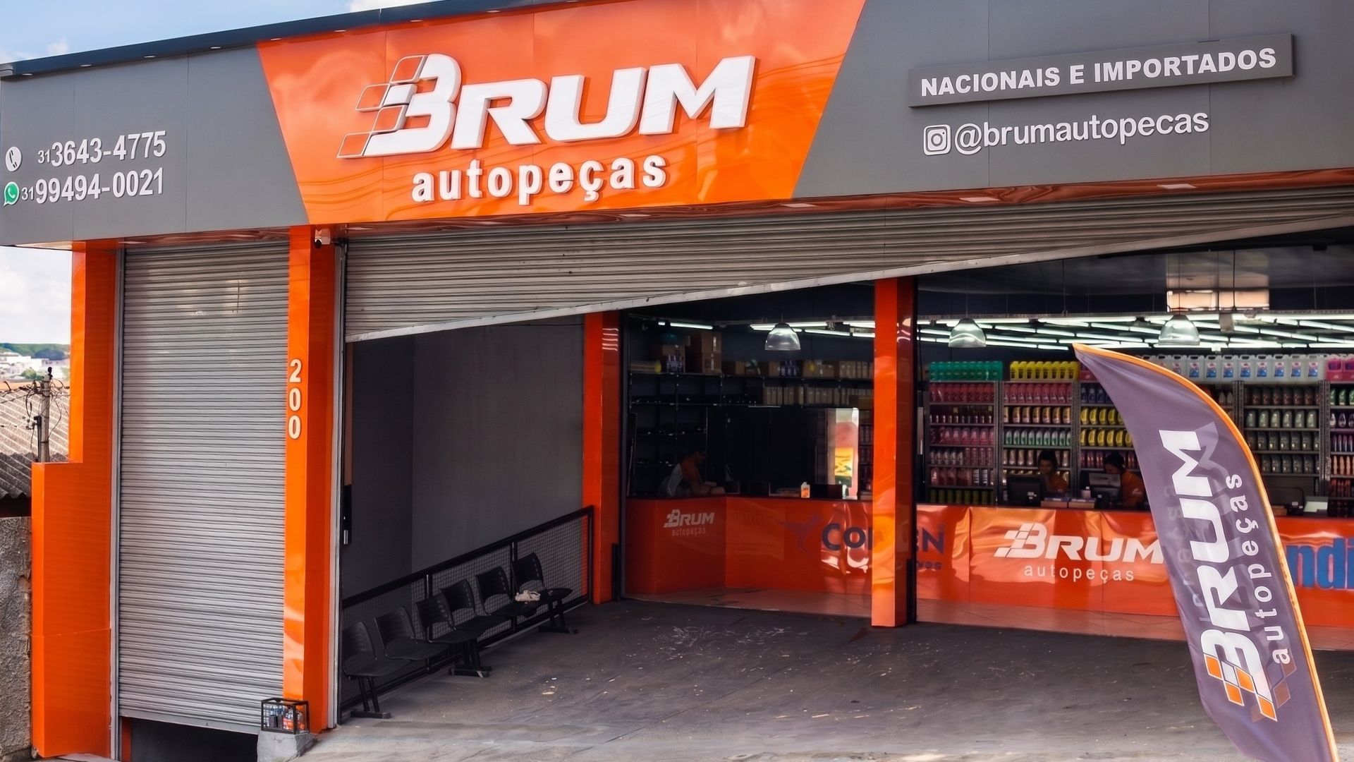 Fachada da loja BRUM Autopeças em Belo Horizonte